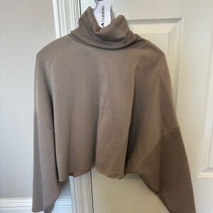 Oak and Fort Beige Cropped Oversized Turtleneck Sweater